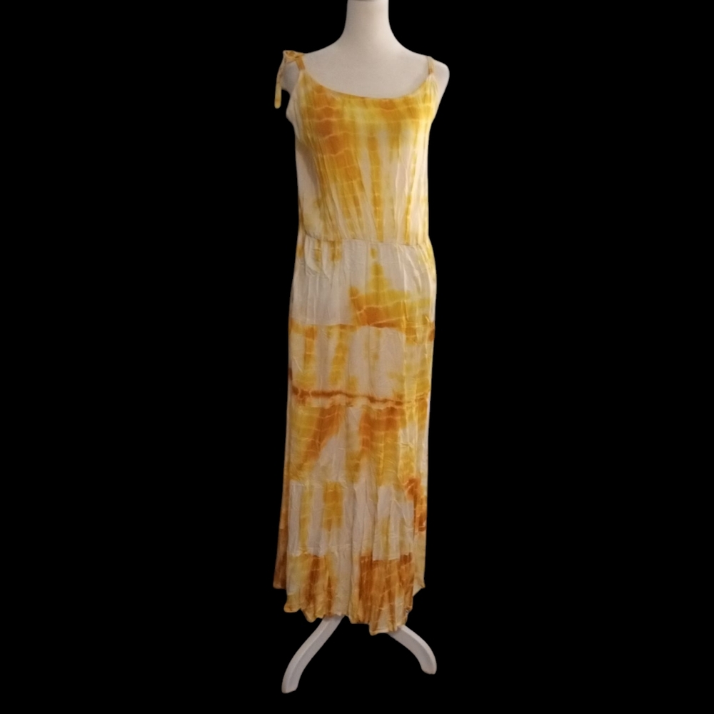 Young USA Yellow Tie-Dye Maxi Dress